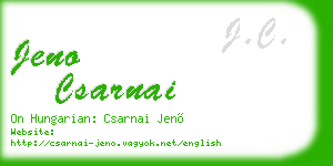 jeno csarnai business card